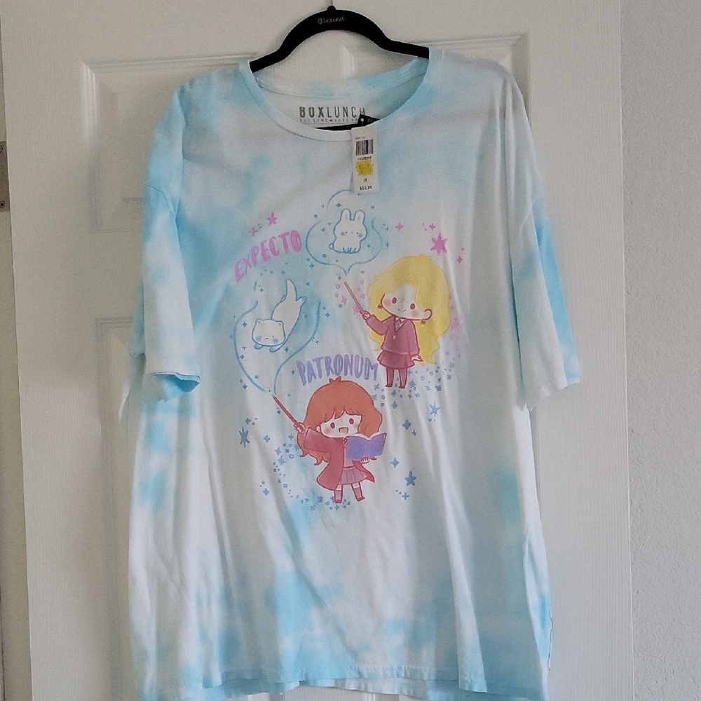 Plus Size Expecto Patronum Graphic Tee From Boxlunch - Blue & White
